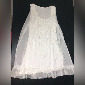 Chic White Sleeveless Dress with Tassels